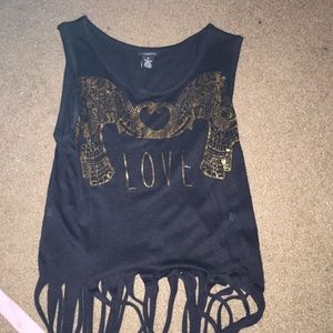 Love Two Elephants Forming A Heart Cut Up Tank